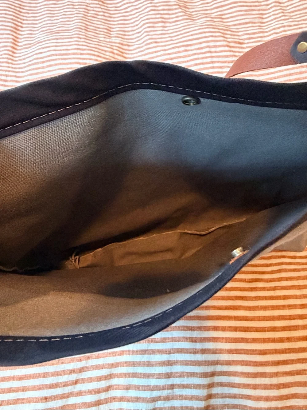 Canvas Messenger Bag with 'Call Congress' Print and Leather Strap